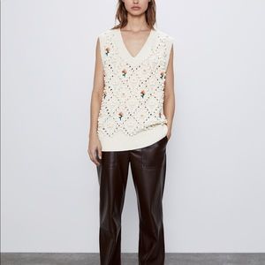 Zara floral knit vest